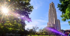 Cathedral of learning with bright sun